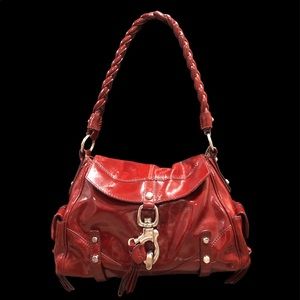 Francesco Biasa patent leather brick red shoulder bag
